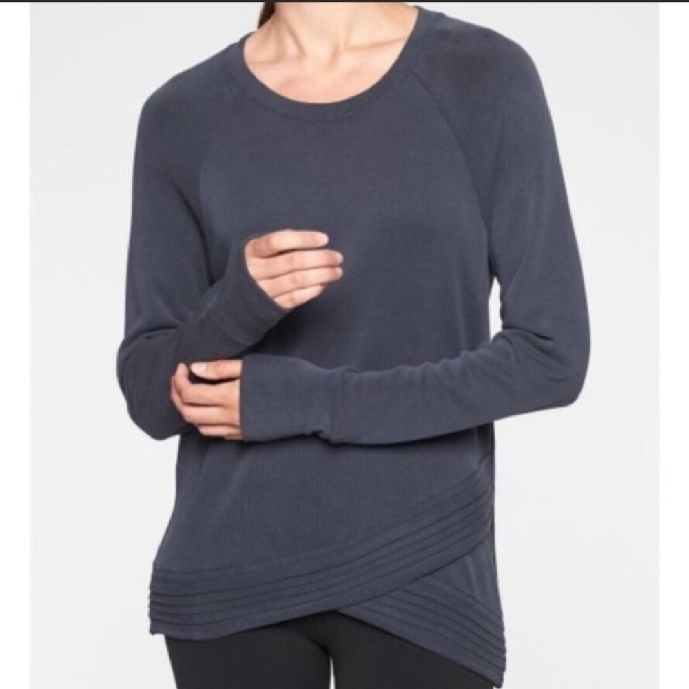Athleta Serenity Crisscross‎ Long Sleeve Sweatshirt Top Size XXS Women